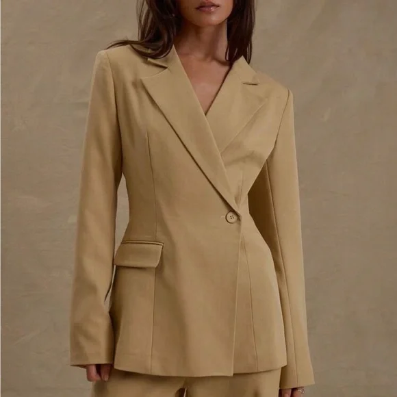 Butter yellow pale wrap button blazer - Picture 1 of 7